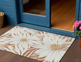 3' X 5' Copper Ivory And Gold Floral Washable Indoor Outdoor Area Rug