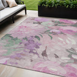 5' X 8' Blush Mauve And Ivory Floral Washable Indoor Outdoor Area Rug