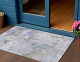 3' X 5' Lavender And Ivory Floral Washable Indoor Outdoor Area Rug