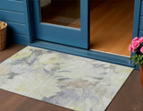 3' X 5' Mint Green Ivory And Beige Floral Washable Indoor Outdoor Area Rug