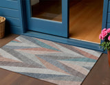 3' X 5' Copper Ivory And Taupe Geometric Washable Indoor Outdoor Area Rug