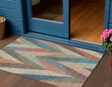 3' X 5' Sage Orange And Blue Geometric Washable Indoor Outdoor Area Rug