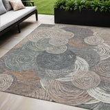 5' X 8' Brown Taupe And Beige Geometric Washable Indoor Outdoor Area Rug