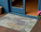 3' X 5' Green Gold And Gray Geometric Washable Indoor Outdoor Area Rug