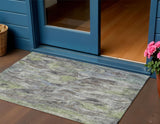 3' X 5' Fern Green And Gray Abstract Washable Indoor Outdoor Area Rug
