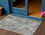 3' X 5' Gray Brown And Ivory Abstract Washable Indoor Outdoor Area Rug