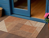 3' X 5' Rust And Ivory Striped Washable Indoor Outdoor Area Rug