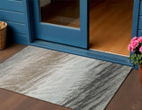 3' X 5' Brown Ivory And Gray Striped Washable Indoor Outdoor Area Rug