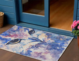 3' X 5' Blue Ivory And Mauve Owl Washable Indoor Outdoor Area Rug