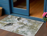3' X 5' Taupe Ivory And Charcoal Owl Washable Indoor Outdoor Area Rug
