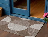3' X 5' Beige And Taupe Geometric Washable Indoor Outdoor Area Rug