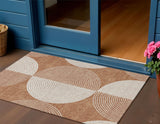 3' X 5' Copper And Ivory Geometric Washable Indoor Outdoor Area Rug