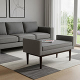 29" Pewter And Walnut Linen Ottoman