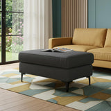 36" Gray And Black Fabric And Upholstery Cocktail Ottoman