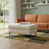 36" Cream And Black Fabric Cocktail Ottoman
