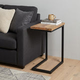 24" Powder Coated Natural and Charcoal Solid Wood and Iron End Table