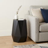 21" Matte Black Solid Wood Octagonal Block End Table