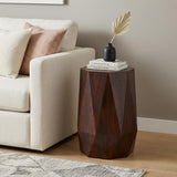 21" Varnished Walnut Solid Wood Octagonal Block End Table