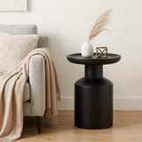 18" Black Solid Wood Round Pedestal End Table