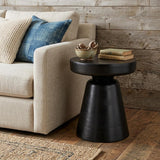 18" Black Solid Wood Round Pedestal End Table