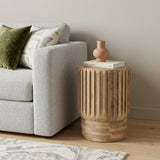 20" Natural Solid Wood Round Drum End Table