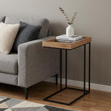 24" Natural Distressed Solid Wood and Steel End Table