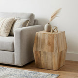 22" Natural Solid Wood Square Block End Table