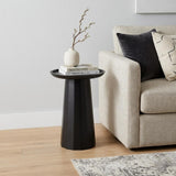 19" Black Solid Wood Round Pedestal End Table
