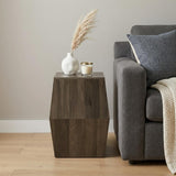 22" Ash Gray Solid Wood Square Block End Table