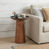 19" Brown Solid Wood Round Pedestal End Table