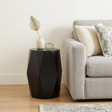 21" Black Solid Wood Round End Table