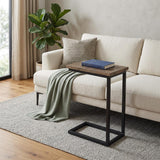 24" Brown and Black Solid Wood and Iron End Table