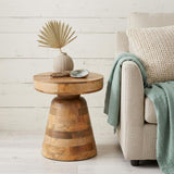 18" Natural Solid Wood Round Pedestal End Table