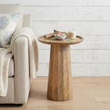 19" Natural Solid Wood Round Pedestal End Table