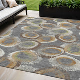 5' X 8' Gray Ivory And Copper Geometric Washable Indoor Outdoor Area Rug