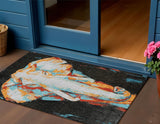 3' X 5' Black Ivory Orange And Red Elephant Washable Indoor Outdoor Area Rug