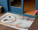3' X 5' Ivory Orange Charcoal And Blue Owl Washable Indoor Outdoor Area Rug