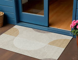 3' X 5' Beige And Ivory Geometric Washable Indoor Outdoor Area Rug