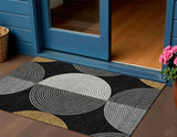 3' X 5' Black And Ivory Geometric Washable Indoor Outdoor Area Rug