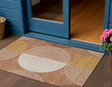 3' X 5' Copper And Ivory Geometric Washable Indoor Outdoor Area Rug
