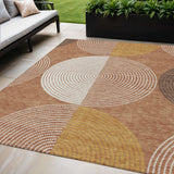 5' X 8' Copper And Ivory Geometric Washable Indoor Outdoor Area Rug