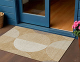 3' X 5' Gold And Ivory Geometric Washable Indoor Outdoor Area Rug