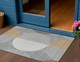 3' X 5' Gray And Ivory Geometric Washable Indoor Outdoor Area Rug