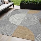 5' X 8' Gray And Ivory Geometric Washable Indoor Outdoor Area Rug