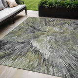 3' X 5' Brown Ivory And Charcoal Abstract Washable Indoor Outdoor Area Rug