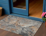 3' X 5' Copper Ivory And Gray Abstract Washable Indoor Outdoor Area Rug
