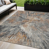5' X 8' Copper Ivory And Gray Abstract Washable Indoor Outdoor Area Rug