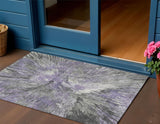 3' X 5' Lavender Ivory And Gray Abstract Washable Indoor Outdoor Area Rug