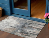 3' X 5' Beige Ivory And Gray Abstract Washable Indoor Outdoor Area Rug