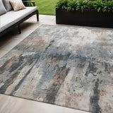 5' X 8' Beige Ivory And Gray Abstract Washable Indoor Outdoor Area Rug